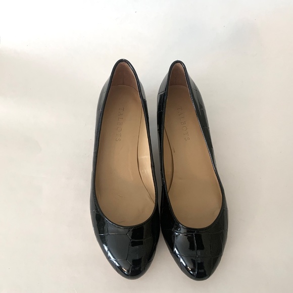 Talbots Black Crocodile Patent Leather Pump Block heel Women’s Dress Shoes 8 - Picture 9 of 12